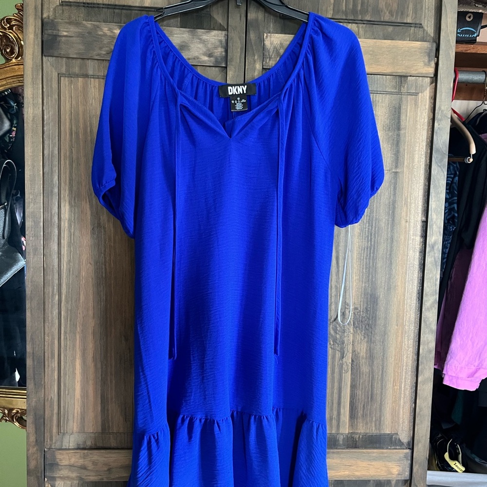 DKNY Blue Relaxed Ruffled dress never worn
